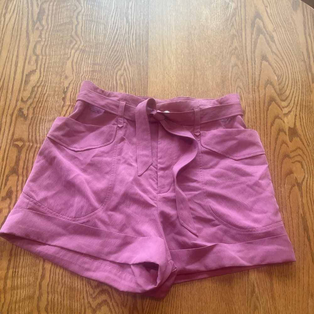 Rag & Bone Blush Pink High Tie Waist Trail Shorts Size 6 Sash - Picture 2 of 11